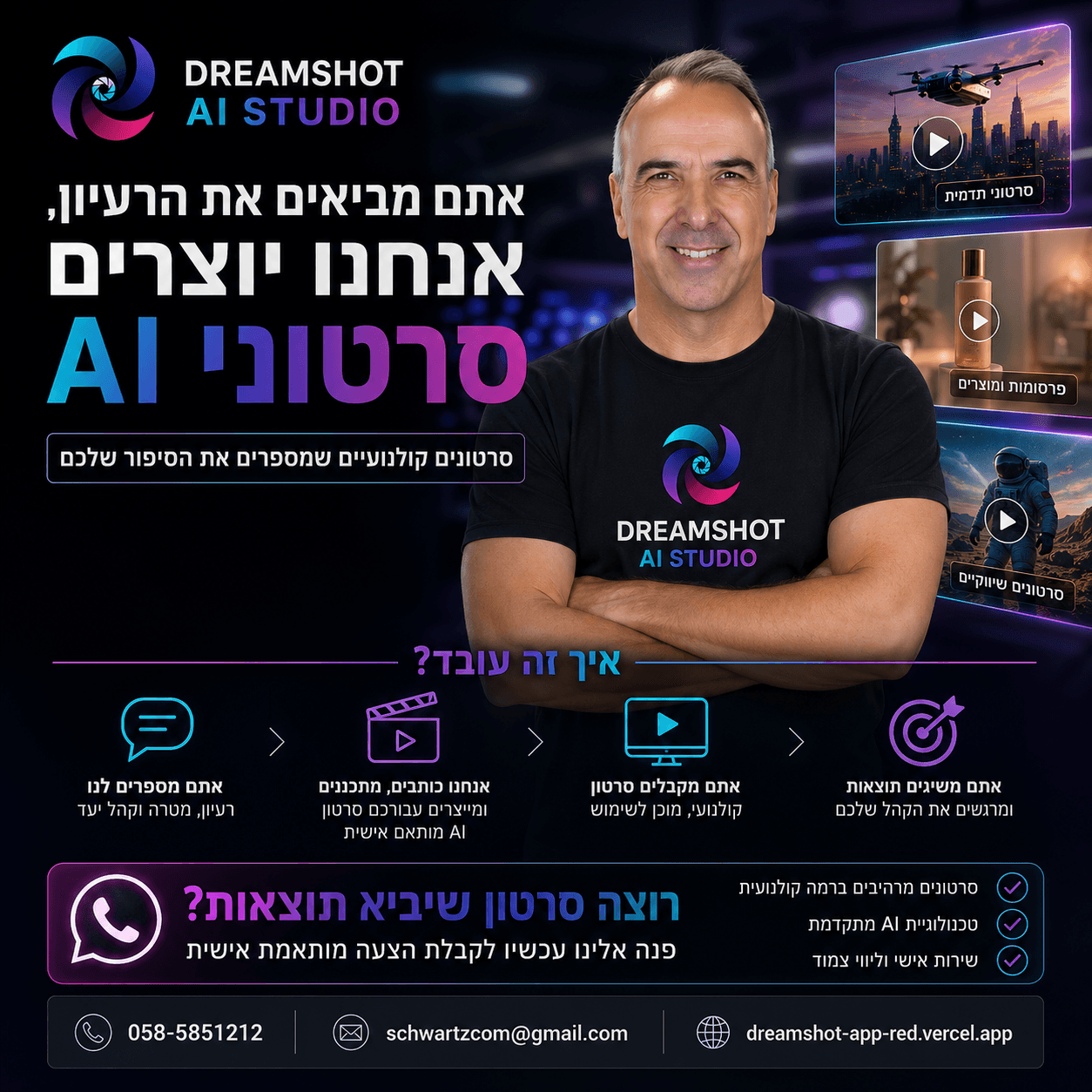 dreamshot AI Studio — אתם מביאים את הרעיון, אנחנו יוצרים סרטוני AI